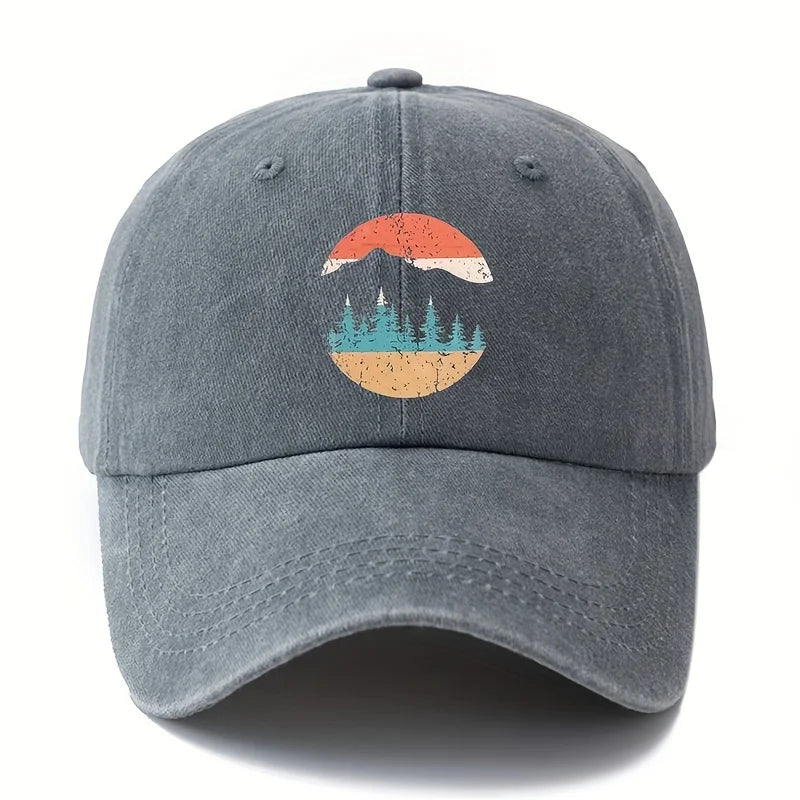 Mountain Sunset Printed Baseball Hat for Men and Women Suitable for Camping, Hiking, Leisure