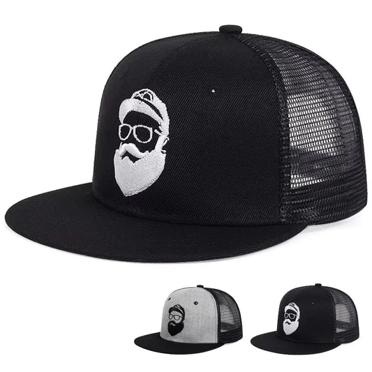 Unisex Old Man Embroidery Hip-hop Net Hats Spring Summer