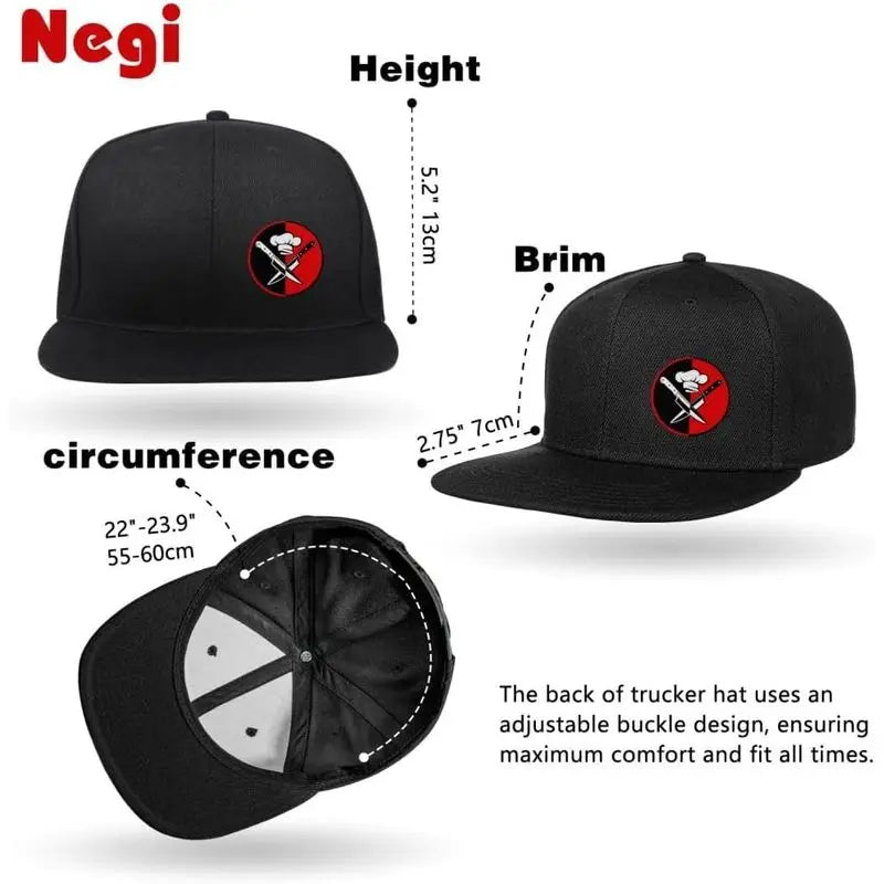 Chef Themed Men Snapback Hats Classic Black Flat Bill Hats For Men Women Hat Baseball Cap