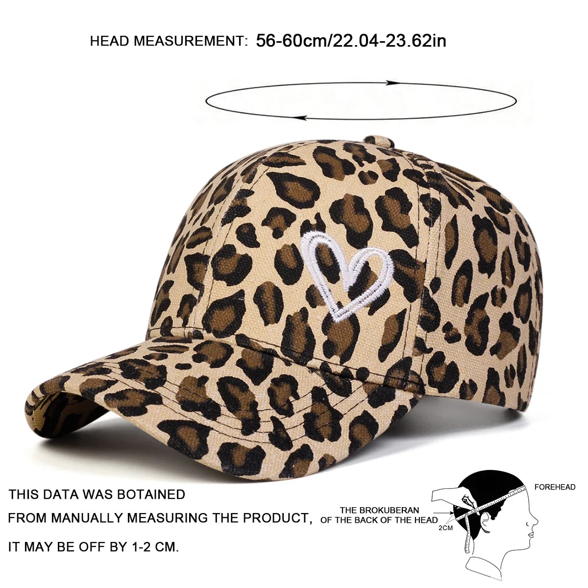 Unisex Love Embroidery Leopard Print Baseball Caps