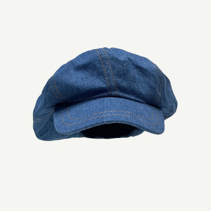 Newsboy Hat Women Octagonal Cap Beret Denim