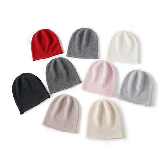 New Winter Cashmere Knitted Unisex Warm Hat High Quality Solid Leisure Sleeve Hat