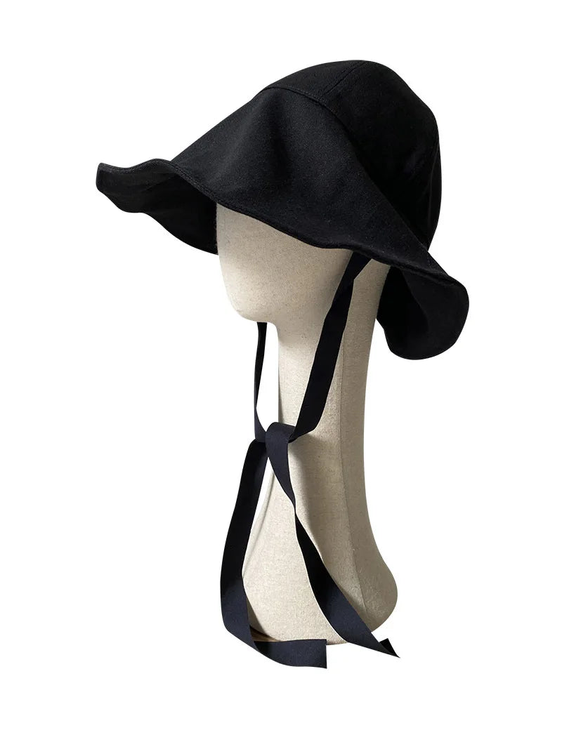 Summer Breathable Linen Dome Bucket Hat Women