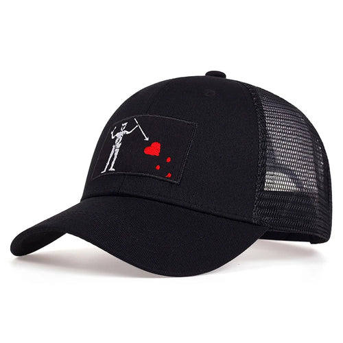 Unisex Skeleton Head Branch Heart Embroidery Baseball Net Caps Spring Summer