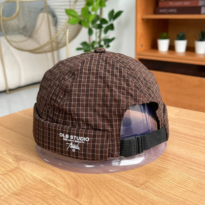Plaid Quick-Dry Melon Cap Embroidered Dome Trendy Hip-Hop Hat For Men
