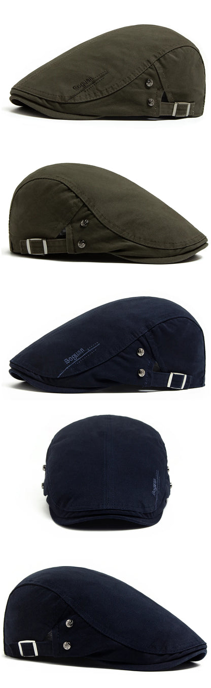 Fashion Men's Beret Button Embroidery Cotton Vintage Berets Outdoor