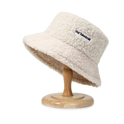 Lambswool Unisex Bucket Hats For Women Men Winter