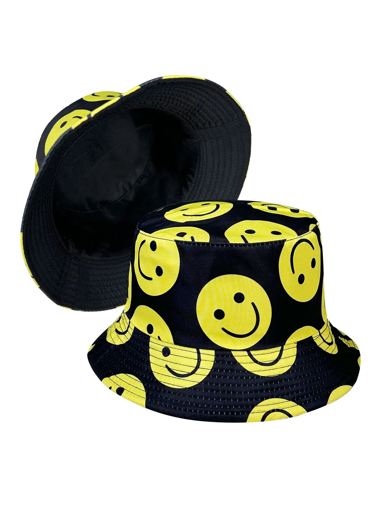 Smiley Face Expression Fisherman Hat, Reversible Sun Hat, Foldable Stylish Bucket Hat