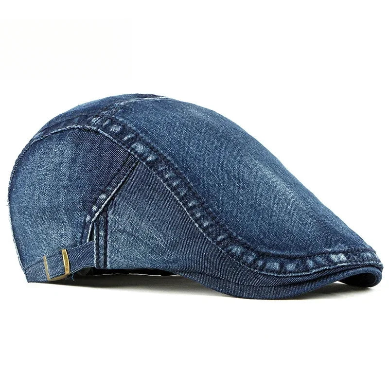 Summer Denim Hat Men's Light Board Simple Casquette Washed Denim Beret