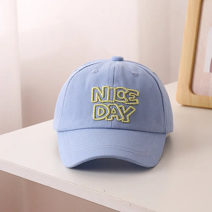 Solid Color Children Baseball Cap Letter Embroidery Baby Boy Girl Sun Hat Causal Outdoor Kids Adjustable Caps