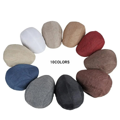 Men's Simple Light Plate Imitation Linen Beret British Retro