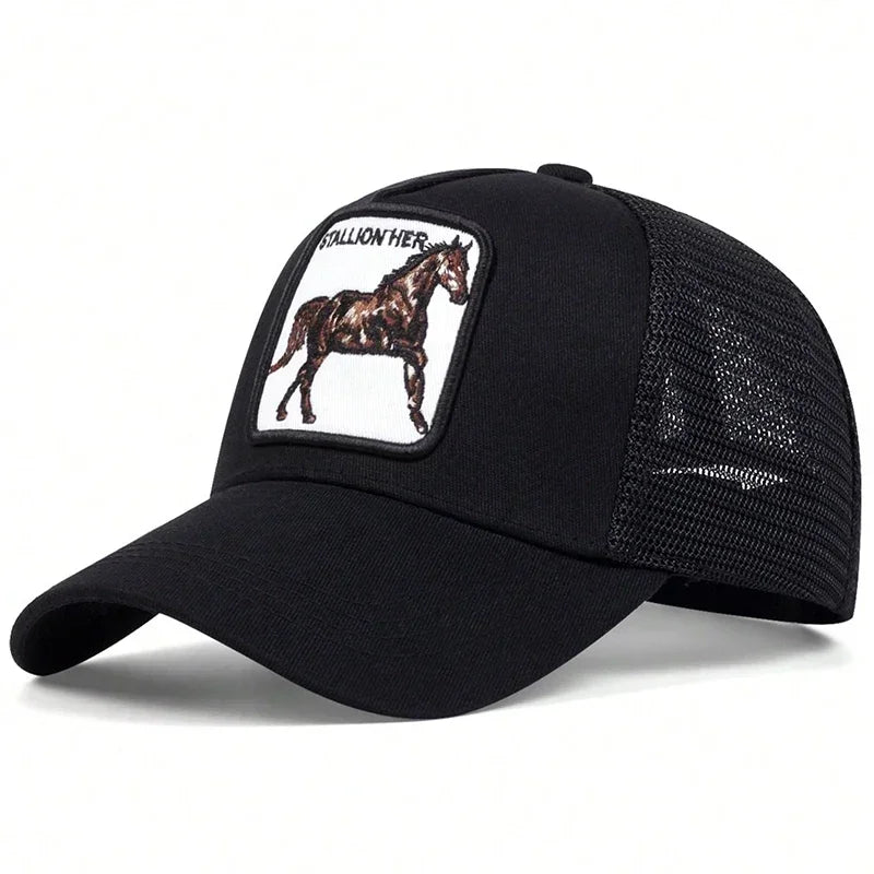 Unisex Stallion Her Letter Embroidery Baseball Net Caps Outdoor Spring and Summer