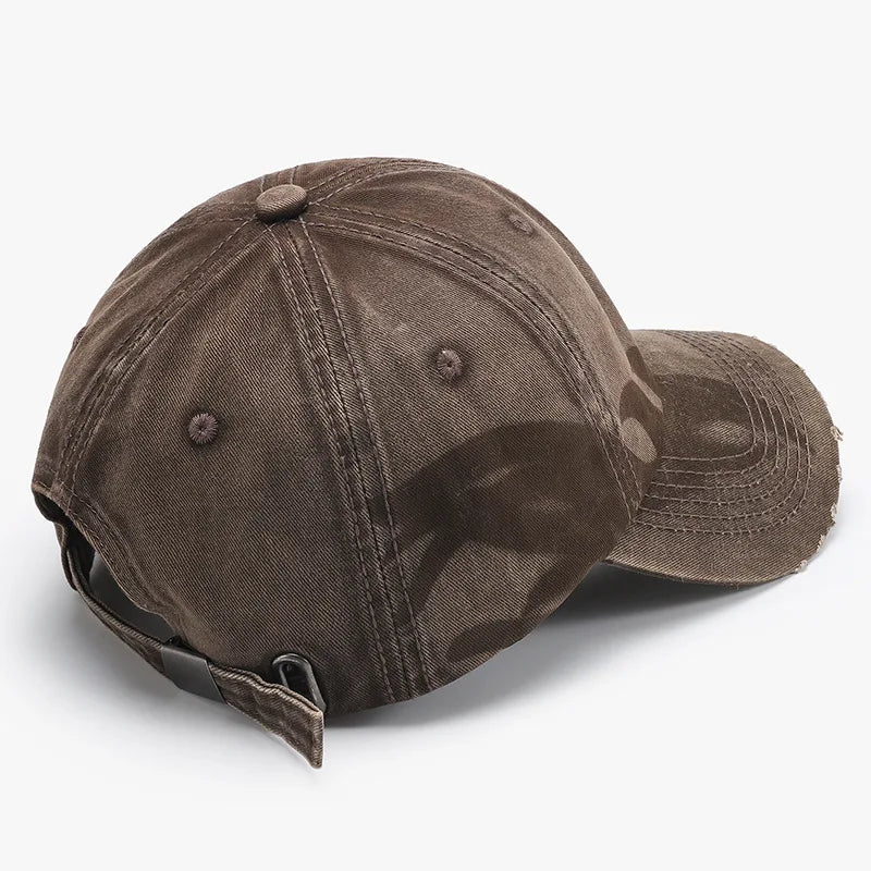 Unique Versatile Fashion Japanese Retro Washed Mixed-Color Ripped Baseball Cap