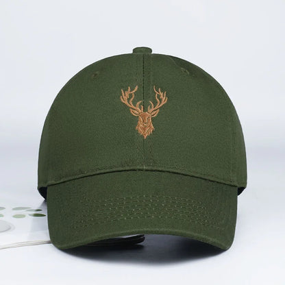 Golden Deer Head Embroidered Baseball Cap