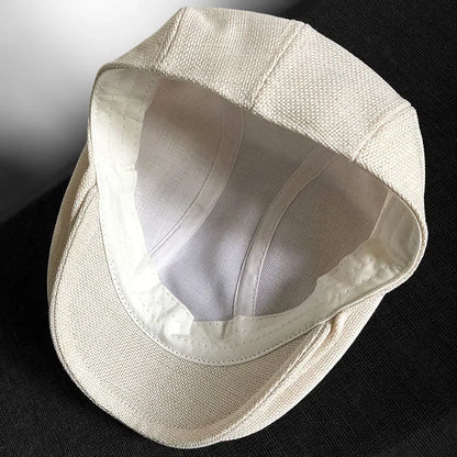 Summer Linen Solid Large Size Berets Big Head Newsboy Caps