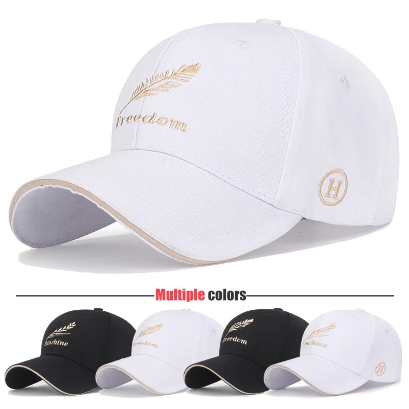 Feather Wheat Ear Embroidery Cotton Baseball Cap New Outdoor Casual Sport Sun Caps
