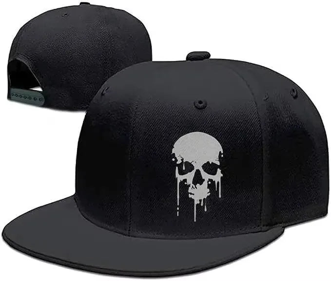 Flat Bill Hats For Men Snapback Skull Hats Black Hat For Teen Boys Skateboard Hats Baseball Cap