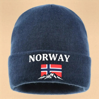 Lined Knit Beanie With Norway Embroidery Vintage Trucker Hat For Youth Couples