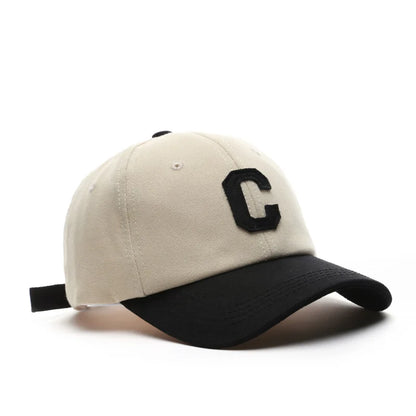 Unisex Cotton Baseball Cap For Women And Men Fashion Letter C Patch Hat Summer