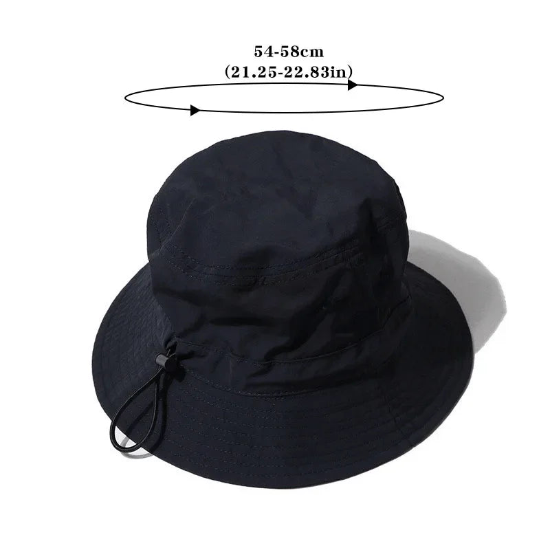 Drawstring Rope Bucket Hat Summer Quick Dry Breathable Fisherman Cap