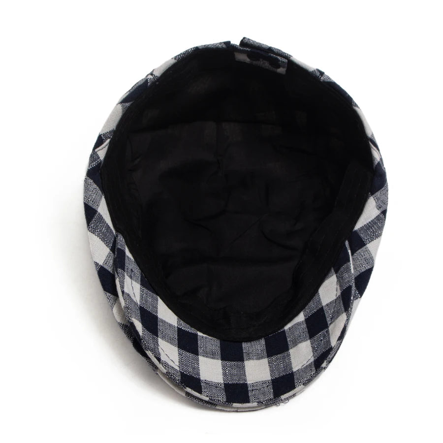 New Fashion Plaid Beret Men Women Vintage Visor Flat Cap