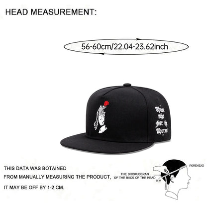 Fashion New Flat Edge Hat Rose Letter Embroidered Baseball Hat Daily Sunshade Hat Unisex Hip Hop Hat