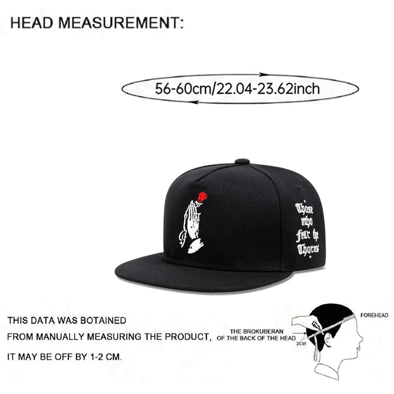 Fashion New Flat Edge Hat Rose Letter Embroidered Baseball Hat Daily Sunshade Hat Unisex Hip Hop Hat