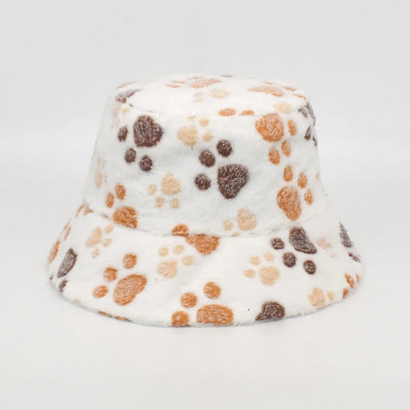 Winter Bucket Hat Women's Fashion Leopard Panama Warm Hats Female Vintage