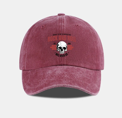 Rock Skull Print Washed Baseball Cap Soft Comfortable Lightweight Breathable Adjustable Style