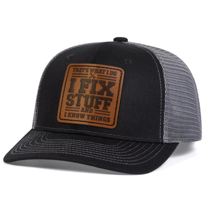 Unisex Fixstuff Leather Label Baseball Net Caps Spring and Summer