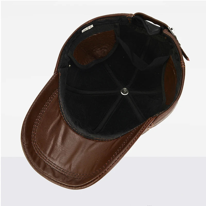 2026 New Style Men Cowhide Hat Winter Warm Outdoor