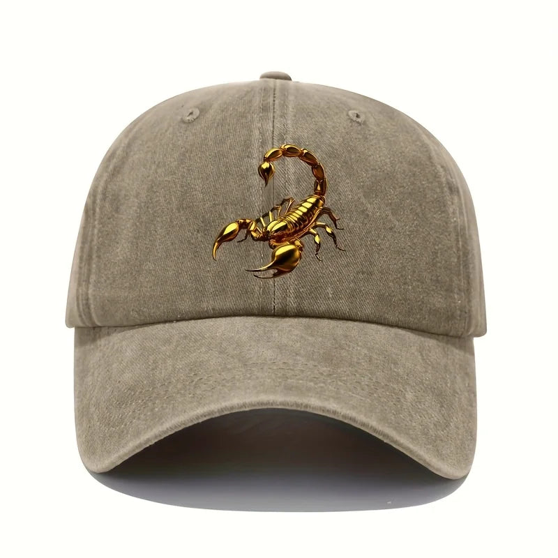 Golden Scorpion Printed Baseball Hat Retro Lightweight Washable Hat for Men