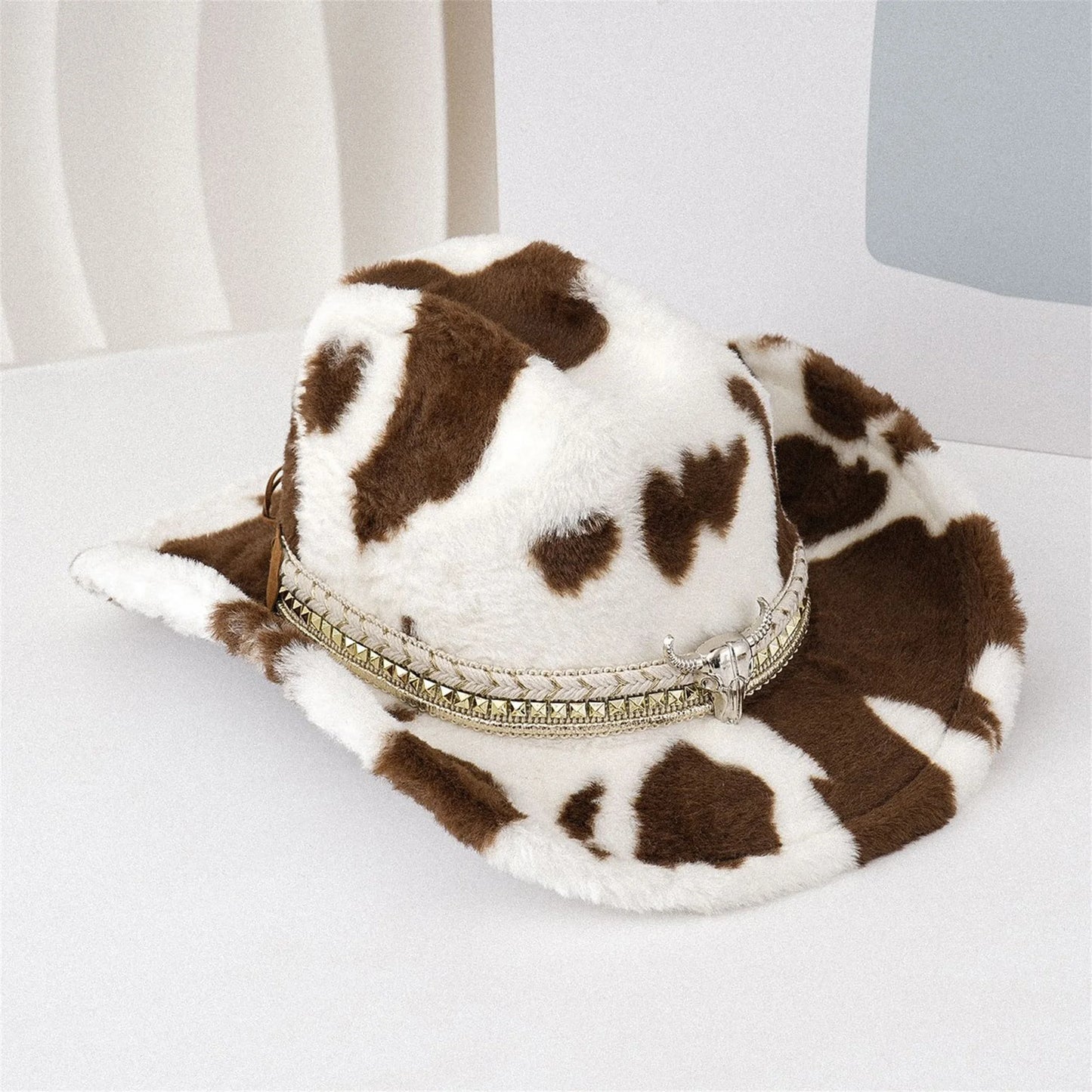 Stylish Zebra Print Cowgirl Hat Wide Brim Fedora Hats