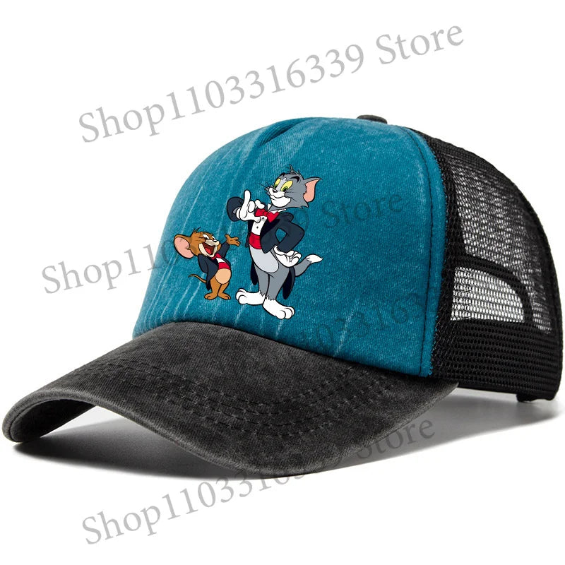 New Tom and Jerry Retro Hat Cartoon Baseball Cap Man Women Adjustable Baseball Hat Children Cute Sun Hat
