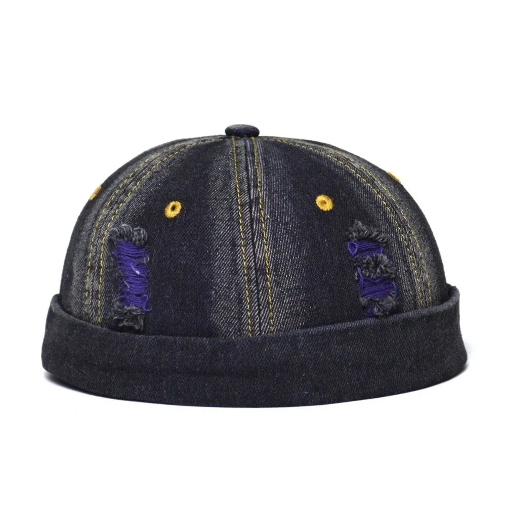 Fashion Vintage Docker Cap Rolled Cuff Adjustable Melon Cap