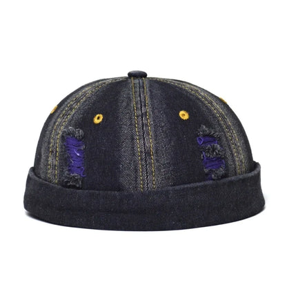 Fashion Vintage Docker Cap Rolled Cuff Adjustable Melon Cap