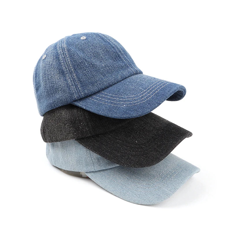 Fashion Denim Baseball Cap For Women Men Solid