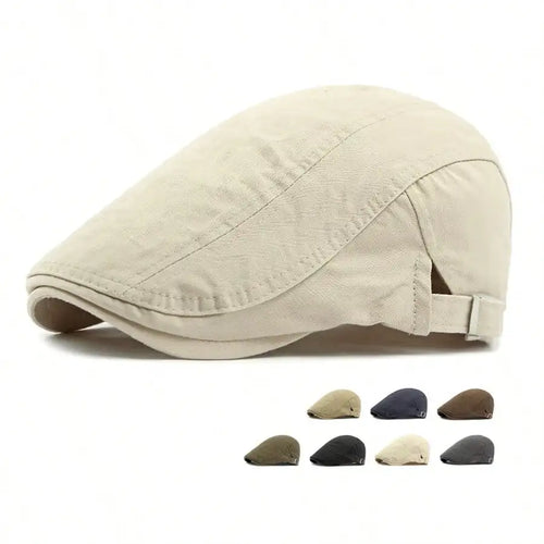 Korean Style Cotton Hats Wholesale British Style Men's Solid Color Peaked Cap