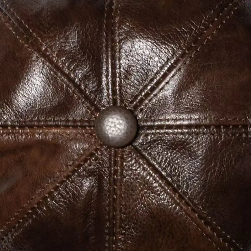 2026 Genuine Cow Leather Classic Brown Newsboy Hats