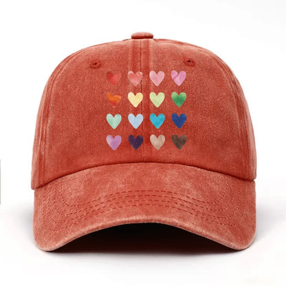Colorful Heart-Shaped Pinted Baseball Cap for All Seasons