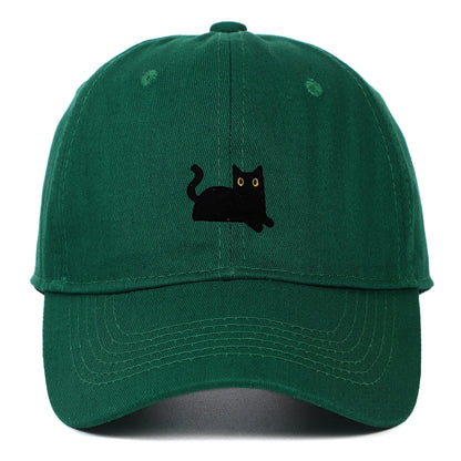 Cute Cat Embroidery Soft Top Baseball Cap Men and Women Summer