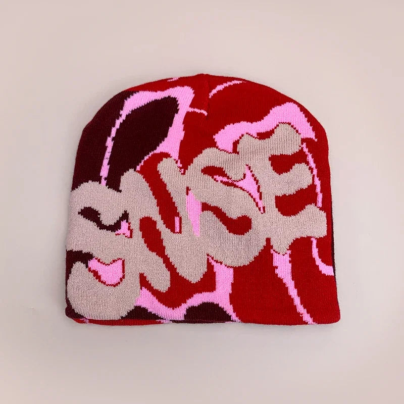 Color Block Letter Wool Knitted Hats