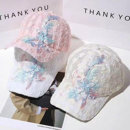 Breathable Lace Embroidered Flower Baseball Cap