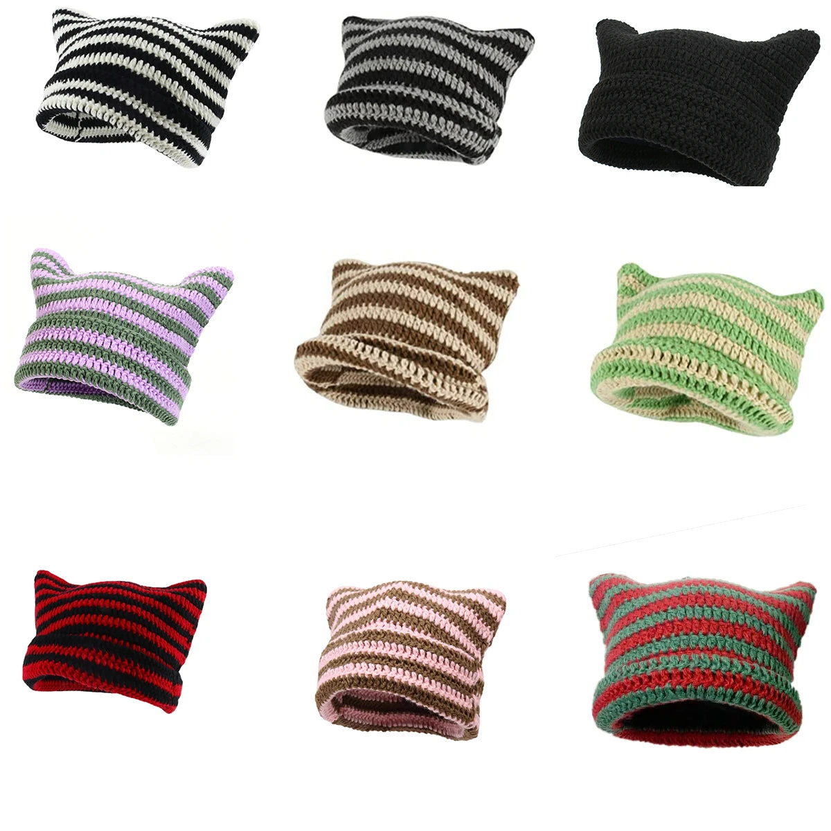 Wool Knitted Streetwear Handmade Crochet Bucket Cap