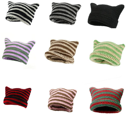 Wool Knitted Streetwear Handmade Crochet Bucket Cap