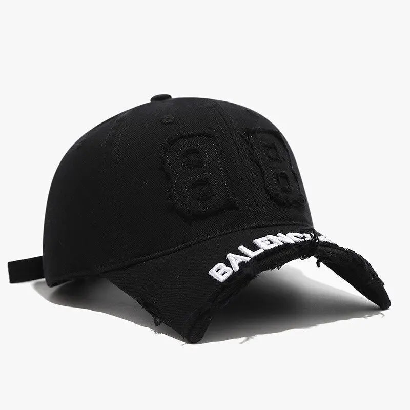 Fashion Denim Baseball Cap Women Men Hats Vintage Distressed Letters Embroidered