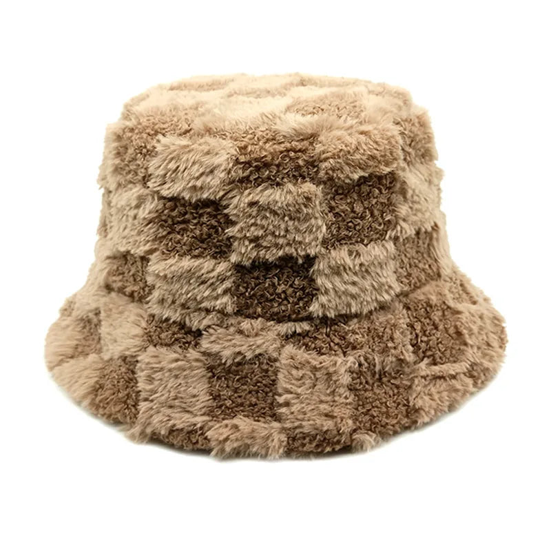 Chessboard Bucket Hat Autumn And Winter