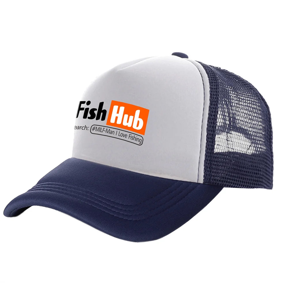 Fish Hub Trucker Cap Men Funny Fishing Hat Baseball Cap