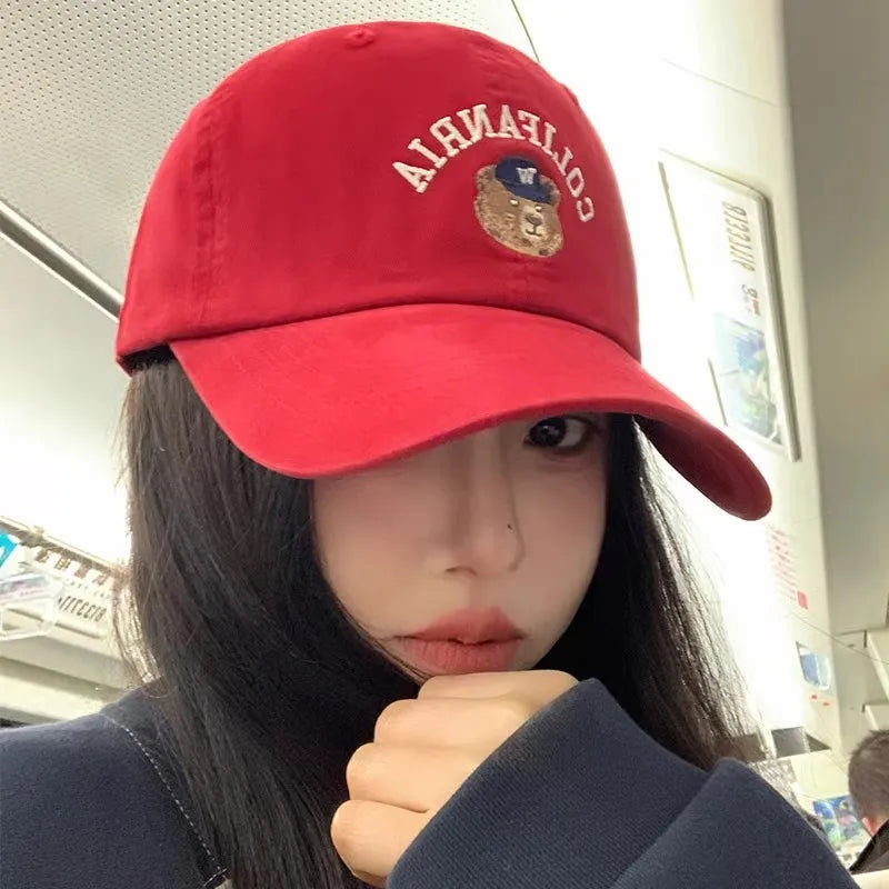 Casual Embroidered Bear Baseball Hat