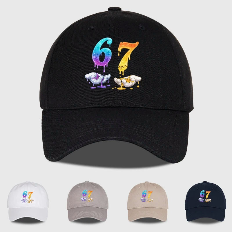 Colorful Dripping Number 67 Print Baseball Cap